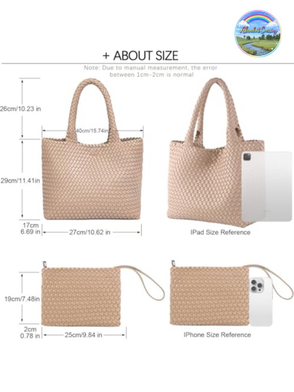 Faux Leather Woven Tote Bag Large Capacity Shoulder Handbag - Picture 3 of 6